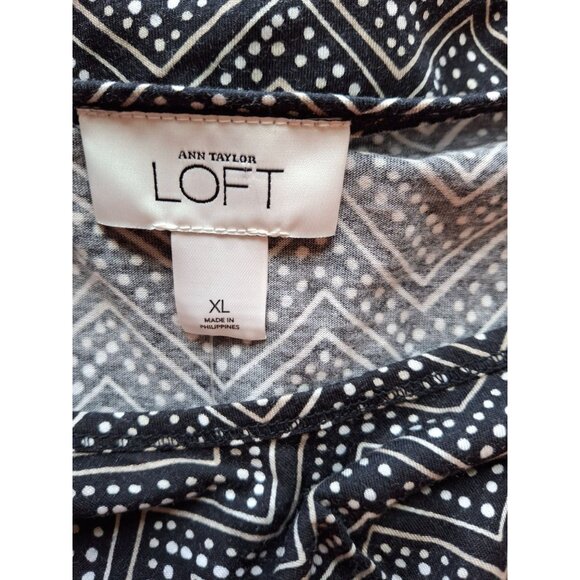 Ann Taylor Loft Top Women XL Black White Chevron Sleeveless Lightweight Corpcore - Picture 3 of 5